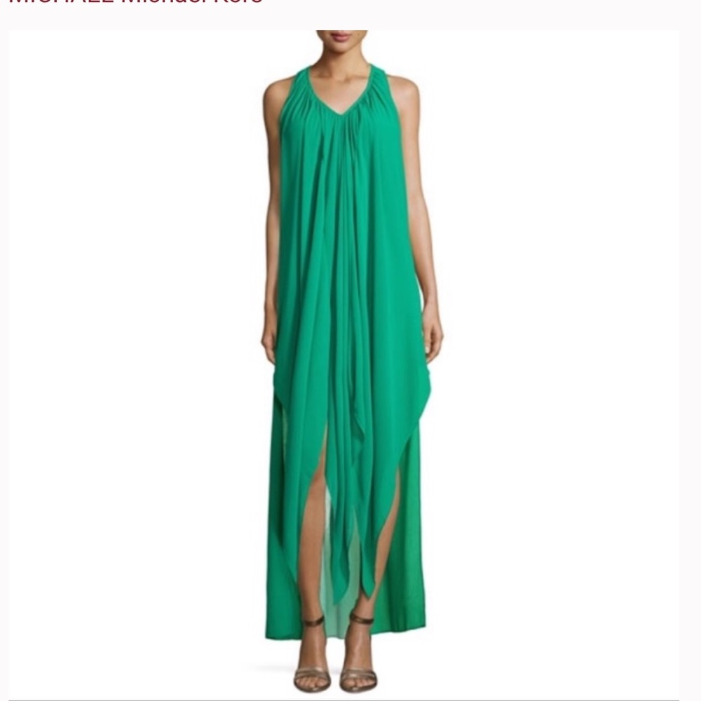 Michael Kors emerald Georgette Tiered Maxi